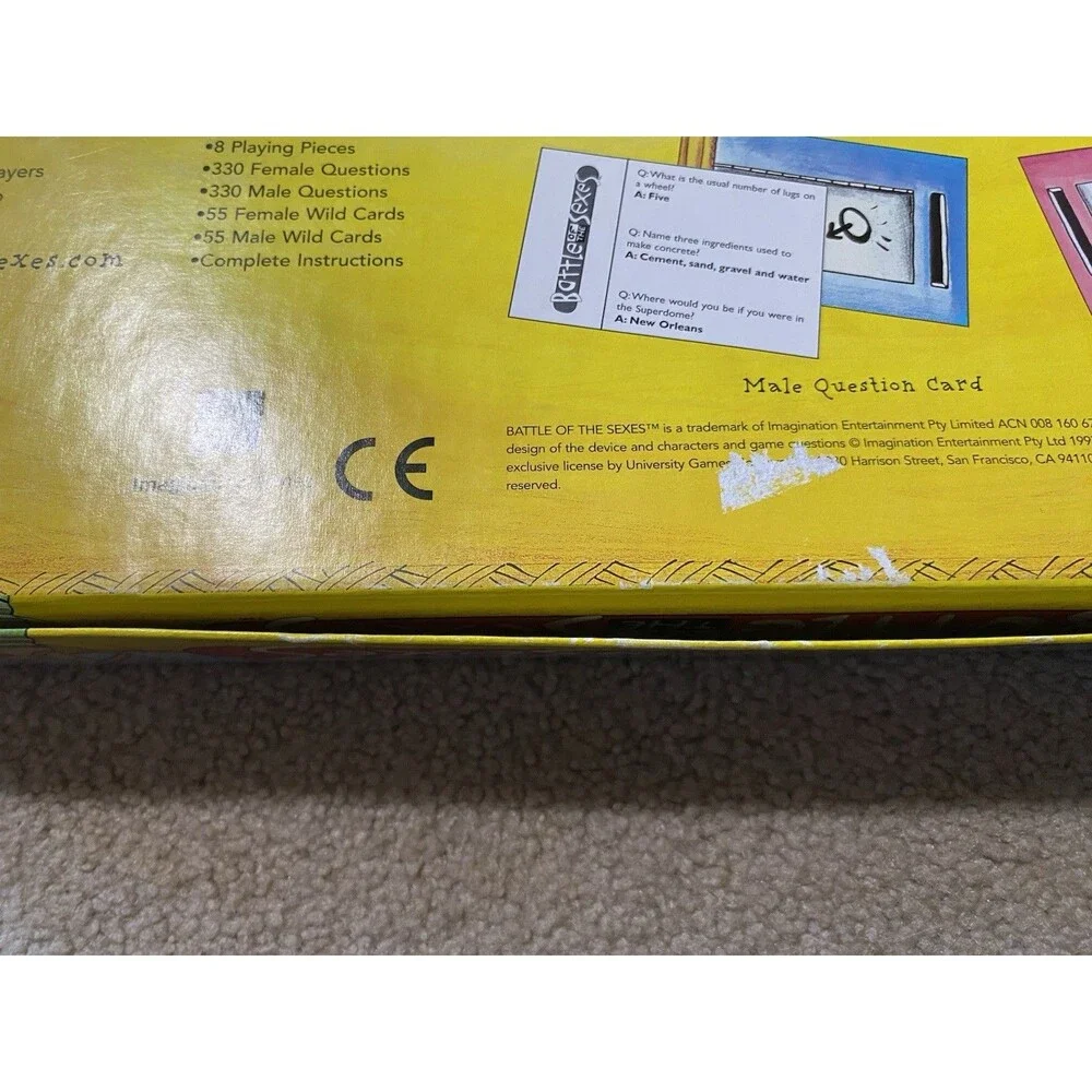 Battle of the Sexes Board Game 1997 University Games Incomplete
